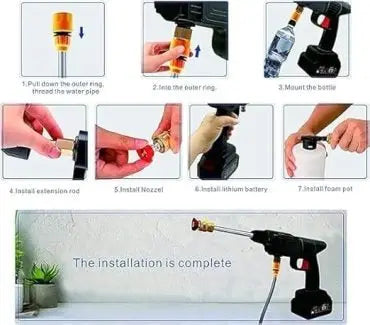 48v High Pressure Portable Water Gun – Cordless Car & Bike Washer With Adjustable Nozzle + 5m Hose Pipe livSmart