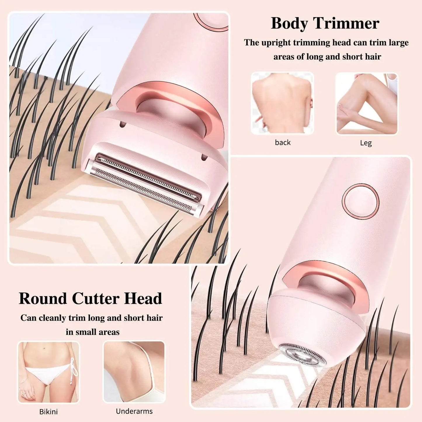 2 In 1 Electric Hair Remover For Women Epilator Bikini Trimmer Face Shavers Hair Razors For Underarms Legs Ladies Body Trimmer