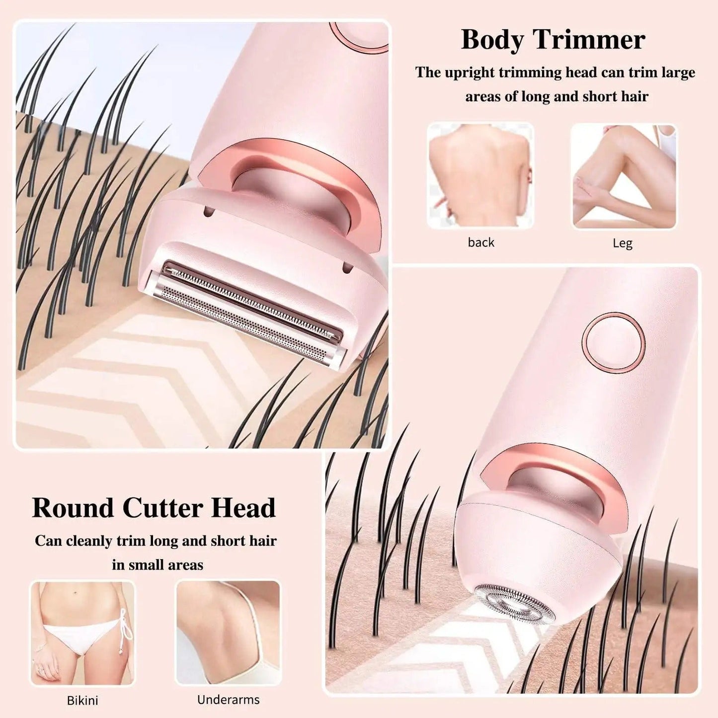 2 In 1 Electric Hair Remover For Women Epilator Bikini Trimmer Face Shavers Hair Razors For Underarms Legs Ladies Body Trimmer
