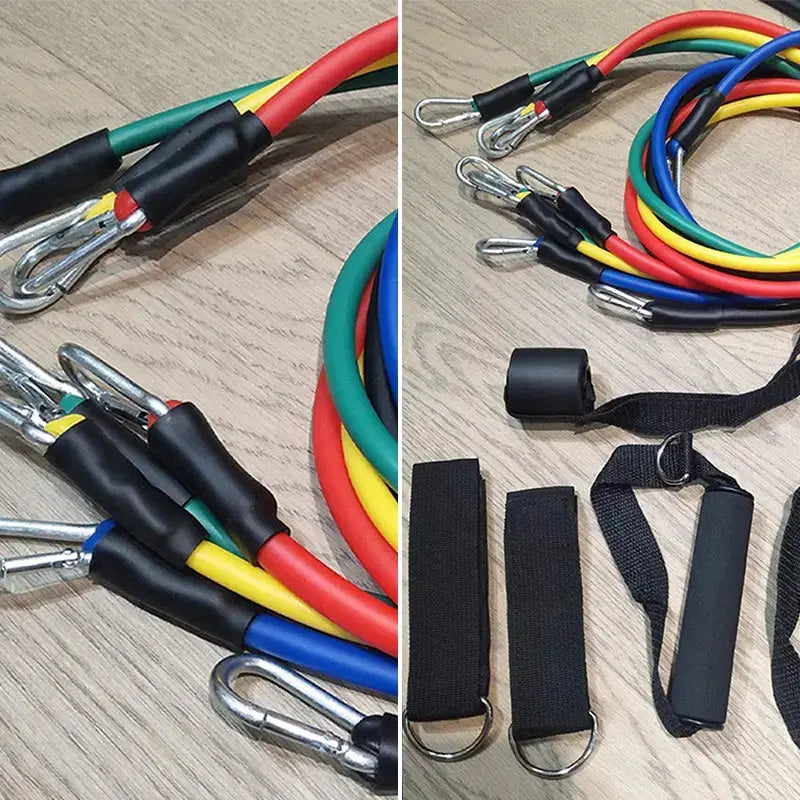 11 Pcs Set High Quality Portable Resistance Bands With Handles, For Home Workout LivSmart