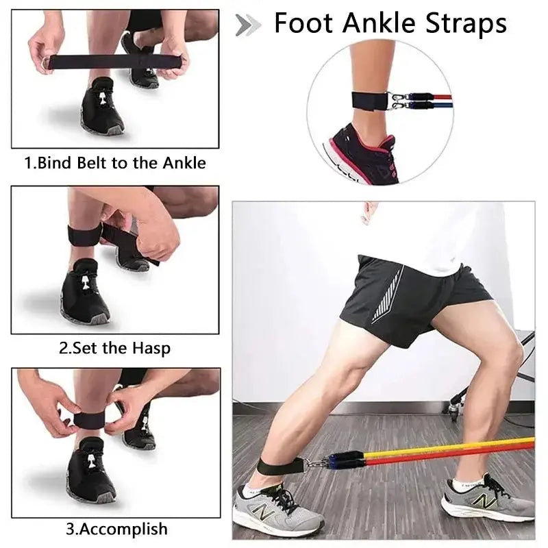 11 Pcs Set High Quality Portable Resistance Bands With Handles, For Home Workout LivSmart