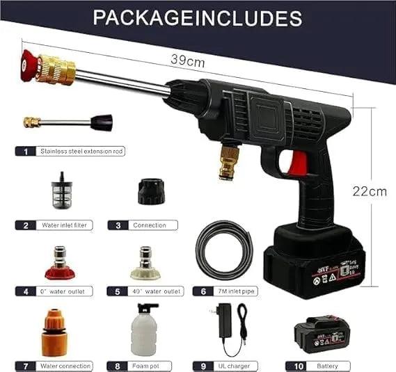 48v High Pressure Portable Water Gun – Cordless Car & Bike Washer With Adjustable Nozzle + 5m Hose Pipe livSmart