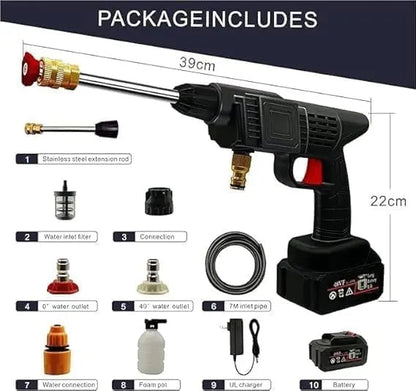 48v High Pressure Portable Water Gun – Cordless Car & Bike Washer With Adjustable Nozzle + 5m Hose Pipe livSmart