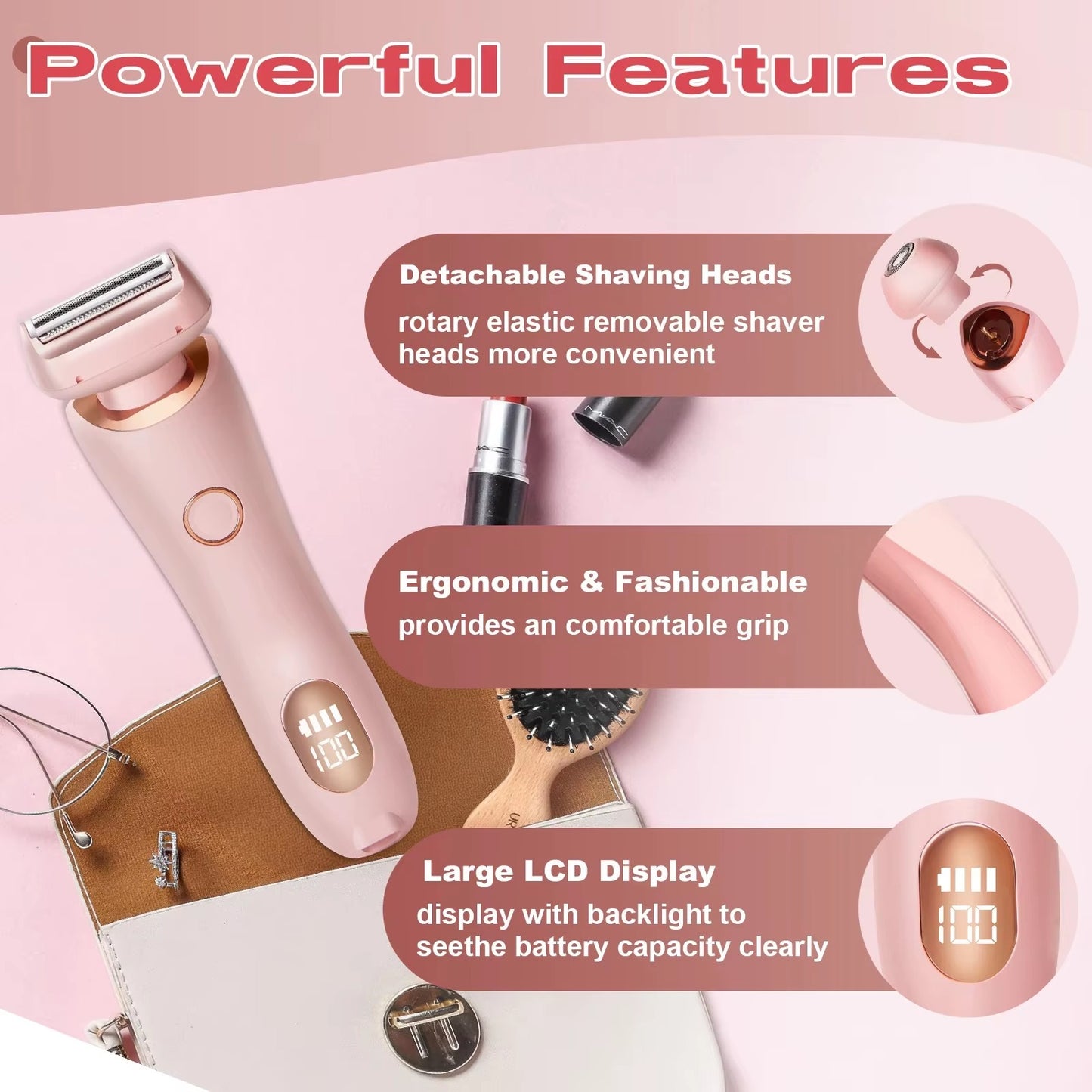 2 In 1 Electric Hair Remover For Women Epilator Bikini Trimmer Face Shavers Hair Razors For Underarms Legs Ladies Body Trimmer