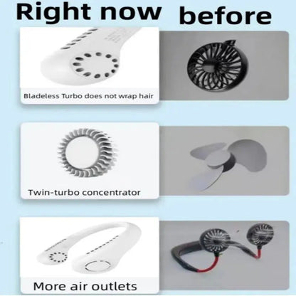 Neck Fan Portable Bladeless | Portable Rechargeable Fan Bladeless Neck Fan (random Color) livSmart