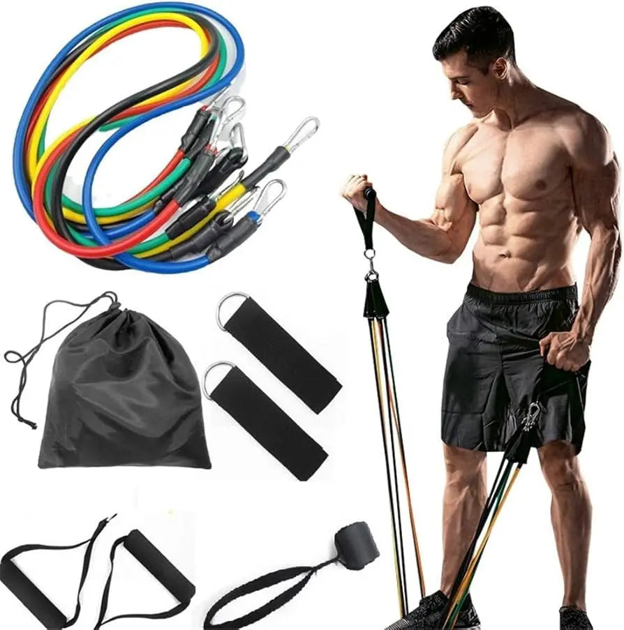 11 Pcs Set High Quality Portable Resistance Bands With Handles, For Home Workout LivSmart
