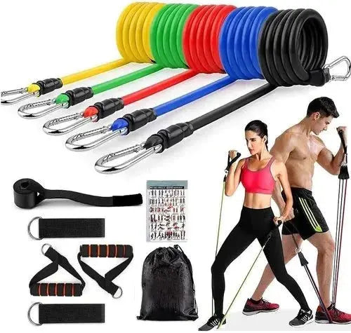 11 Pcs Set High Quality Portable Resistance Bands With Handles, For Home Workout LivSmart