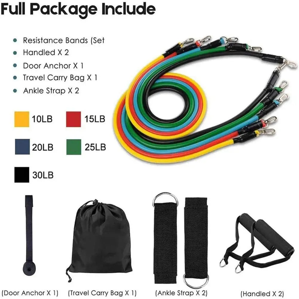 11 Pcs Set High Quality Portable Resistance Bands With Handles, For Home Workout LivSmart