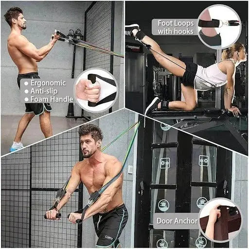 11 Pcs Set High Quality Portable Resistance Bands With Handles, For Home Workout LivSmart